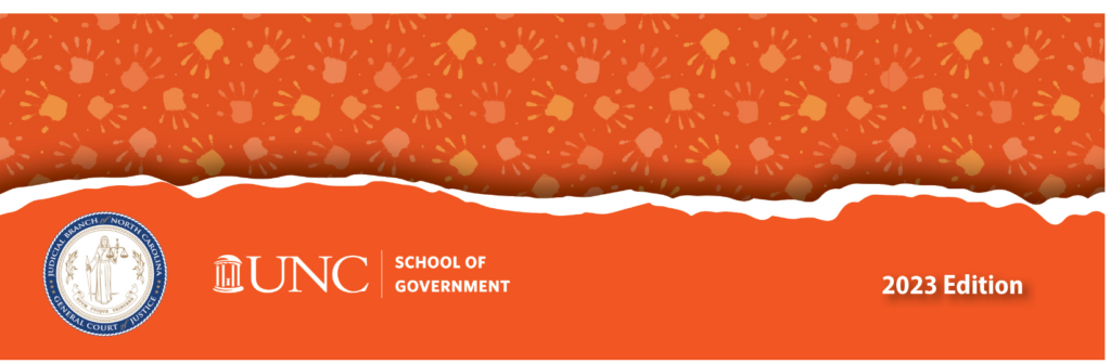 Orange banner featuring a torn white strip, the UNC School of Government logo on the left, and the text “2023 Edition.”